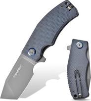 "Harnds" kišeninis peilis D2 plieno sulankstomas peilis "Tanto Blade" EDC peilis su kišeniniu spaustuku, G10 rankena, aštrus stovyklavimo peilis "Revenant" (pilka/pilka titano spalva)