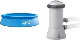 "Intex Easy Set Pool" - antžeminis baseinas, 305 x 76 cm ir 28604 "Krystal Clear" kasetinio filtro siurblys - baseino kasetinio filtro sistema - 1,7 m3/h, pilkos spalvos
