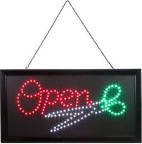 Atidaryta kirpykla raudona žalia balta šviesi ir profesionali galinga mirksinti LED ŽENKLAS su grandine be grandinės 48cm x 25cm x