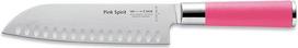 F. DICK Pink Spirit Santoku 8 1742 182K-79 Santoku peilis (ašmenų ilgis 18 cm, virtuvinis peilis su grioveliu, pagamintas iš nerūdijančio plieno, išbandytas lazeriu, X55CrMo14 plienas, plastikinė rankena)