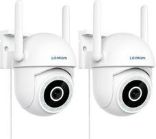 litokam Lauko stebėjimo kamera, 2,5 K, 4 MP WLAN lauko kamera su judesio jutikliu, 360 laipsnių stebėjimo kamera lauke, skirta kūdikių monitoriui su kamera, lauko kamera viduje su įrašymo funkcija (pakuotė