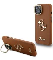 Rudas dėklas Apple iPhone 13 telefonui "Guess PU Grained 4G Logo Stand Camera Frame Case"