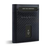 Bugatti Secure Slim Mini Odinė piniginė su Rfid apsauga, Plona piniginė, Kortelių laikiklis, Juoda anglis