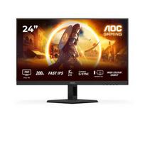 AOC 24G4HRE 200Hz LED GAMING monitorius su IPS technologija (nVIDIA G-Sync suderinama) | 23.8 colių | FULL HD (1920x1080, 16:9, 93ppi) | Reakcijos laikas: 0.5ms (MPRT) | 178°/​178° | Jungtys: DisplayPort, HDMI, 3.5mm | Tilt, VESA, Kensington Security