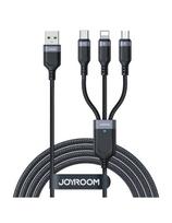 3in1 USB daugiafunkcis laidas iki Lightning USB-C mikro USB 30 cm juodas
