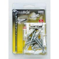 Universalus tvirtinimas prie sienos gipso kartono plokštėms ir mūrui 4mm Cobra White Triple Grip, 15 pakuotės