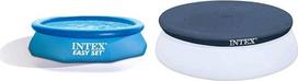 "Intex Easy Set" baseinas - antžeminis baseinas, 305 x 76 cm ir apvalaus greito pastatymo baseino dangtis (Easy Set), tamsiai mėlynas, skersmuo 305 cm