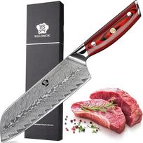 WILDMOK Damask Santoku peilis, 17,8 cm aštrus profesionalus mėsos daržovių peilis, japoniškas daugiafunkcinis azijietiškas peilis, pagamintas iš itin gero VG10 plieno su pilnavidure G10 rankena Song serija