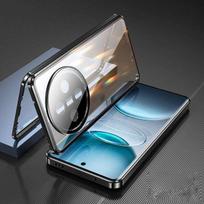 Magnetinis dėklas Vivo X200 X100 X100S X300 X90 Y500 Pro Ultra su metaliniu rėmeliu, dvipusio grūdinto stiklo, pilnos objektyvo apsaugos dangtelis, telefono bamperiai Vivo X100S juoda