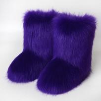 New Winter Faux Fur Boots Women Warm Fluffy Snow Boots Luxury Footwear Female Furry Fox Fur Bottes Fashion Winter Shoes 36