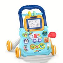Kūdikio vežimėlis Kūdikio mokymosi vaikščioti vežimėlis Žaislai Muzika ir Piešimas Walker Apsaugantis nuo apvirtimo Daugiafunkcinis Walker Kūdikio dovanos mėlyna