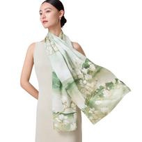Shanghai Story Sustiprintas 30% Šilko Šalikas & Skara 170*50cm beige