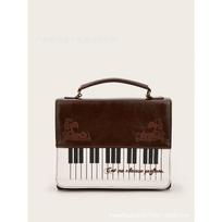 New fashion contrasting color square bag girl sweet personality piano music note bar shoulder messenger bag ruda