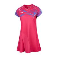 Li Ning International Star Tournament Series Quick-Dry Sweat-Wicking Short Sleeve Badminton Shirt Women tops Fluorescent-Magenta ASKT096-5 S