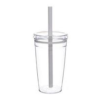 Skaidrus Tritano puodelis su šiaudeliu 16oz Spalvingas kavos puodelis su dangteliu Mielas nepralaidus gėrimų puodelis šaltai kavai, arbatai, sultims, pienui 450ML balta