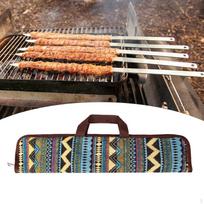 Grilio šakutės laikymo krepšys BBQ iešmelių dėklas Etninis kepsninės iešmelių organizatorius Įrankis Hold 5 Fork