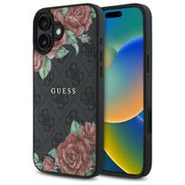 GUESS GUHMP16SP4ROPEMCK iPhone 16 6.1" black hard case 4G Flowers Print MagSafe