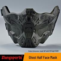 Ghost Tactical Half Face Mask for Live CS, Halloween Horror, Film & TV Props žalia-juoda spalva