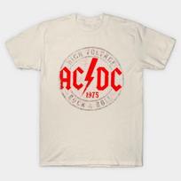 Vintage ACDC 1975 T-ShirtHip Hop Unisex Crew Neck Top Short Sleeve T Shirt Gothic High Street Casual Prints Suitable S
