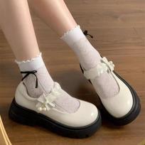 Mary Jane small leather shoes women's platform spring and autumn new heightening shoes thick heel round head with skirt single 35