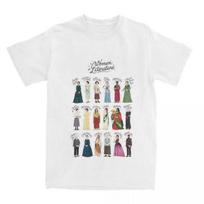 Žinomos ikoniškos moterys literatūroje Marškinėliai Bibliomanas Knygų mylėtojas Knygų kirmėlė Apranga Naujoviški marškinėliai T-shirt M balta