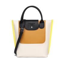 Nylon color matching tote bag large-capacity shoulder bag high-end texture fashion handbag versatile women's bag Longxiang bag 21*21*9cm
