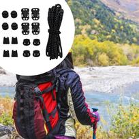 Elastinis Bungee Cord 3,2M 3mm Žygio Dienos Kuprinės Diržo Sagtis su 16 Fiksatorių Kuprinei, Laipiojimui juoda