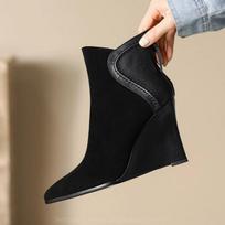 Wedges Women's Boots Sexy High Heels Pointed Toe Shoes for Woman Trend  Elegant Pumps Winter Boots New Dress Ladies Boots 35