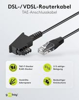 Goobay 71812 tinklo ir telefono kabelis, 1m, juodas