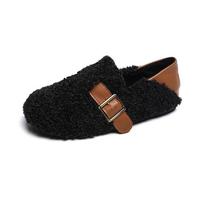 New spot, Birkenstock wool shoes for women, autumn and winter Birkenstock shoes, lamb wool piled flat-soled single shoes. 34 juoda