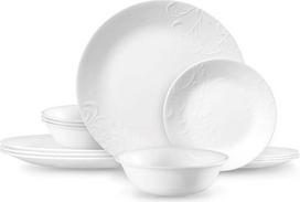 "Corelle Madeline" baltas reljefinis 12 dalių indų rinkinys