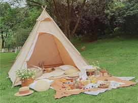 Lauko vandeniui atspari piramidė Teepee palapinė Smėlio spalvos medvilninio audeklo stovyklavimo palapinė šeimai