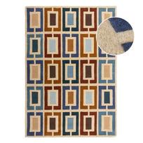 Rankų darbo iš vilnos kilimas mėlynos spalvos/oranžinės spalvos 200x290 cm Retro Blocks – Flair Rugs