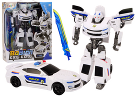 Transformuojamas automobilis-robotas 2in1 baltas