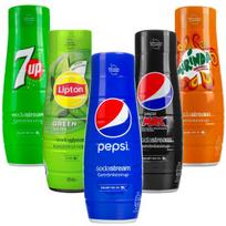 5x "SodaStream Pepsi" sirupas, "Pepsi MAX", "Mirinda", 7UP, "Lipton Green Tea