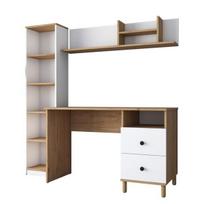 Rašomasis stalas su lentyna Kalune Design, rudas/baltas