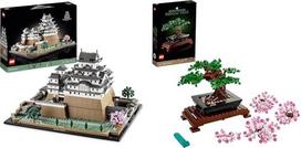 "LEGO Architecture Himeji Castle", modelių rinkinys suaugusiesiems, orientyrų rinkinys ir ikonos Bonsai medžių rinkinys suaugusiesiems, augalų ir gėlių rinkinys namams dekoruoti