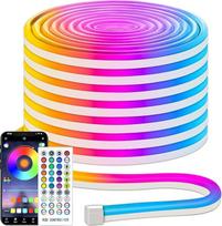 15 m RGB neono LED juostelė, lanksti įvairiaspalvė neono LED juostelė, valdoma programėle / nuotolinio valdymo pulteliu, IP67 LED neono šviesos virvė, skirta žaidimų miegamojo vidaus ir lauko apdailai