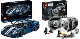 LEGO 42154 "Technic Ford GT 2022" automobilio modelio rinkinys suaugusiesiems, 1:12 mastelio superautomobilis su funkcijomis ir "Žvaigždžių karų" TIE bombos modelio rinkinys su Darth Vader mini figūrėle su šviesos kardu