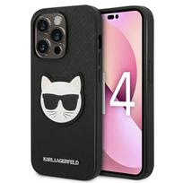 Karl Lagerfeld KLHCP14XSAPCHK iPhone 14 Pro Max 6.7" hard case, black Saffiano, Choupette Head Patch