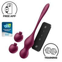 Satisfyer Love Birds Vary - programėle valdoma vibruojanti geišos kamuoliukų pora (raudona)