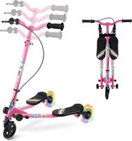3 ratų sulankstomas "Wiggle Kick Scooter" motoroleris "Push Drifting" su 4 reguliuojamomis rankenomis ir 2 galiniais LED ratais 3-8 metų berniukams ir mergaitėms