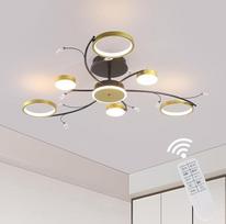 LED gėlės formos lubų šviestuvas, modernus lubų šviestuvas, kūrybiški apvalūs lubų šviestuvai su nuotolinio valdymo pulteliu, pritemdomi lubų šviestuvai svetainei, miegamajam, valgomajam ir virtuvei, 6+1