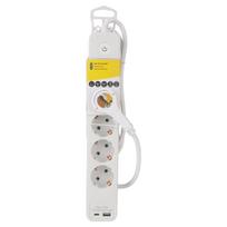 Buitinis ilgintuvas su įžeminimu, 3 x 1.5 mm, 1.5 m, 5 lizdų, USB A/C, baltas