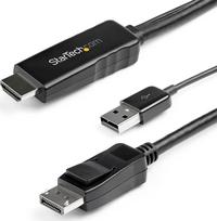 Kabel StarTech DisplayPort - HDMI + USB-A 3m Black (HD2DPMM3M) | HD2DPMM3M | 0065030885133
