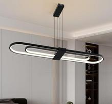 Modernus ovalus LED pakabinamas šviestuvas Valgomasis stalas Dvigubo žiedo dizainas Juodas gyvenamasis kambarys Pakabinamas šviestuvas Nuolat reguliuojamas virtuvės salos pakabinamas šviestuvas Linijinis reguliuojamas aukštis Valgomasis virtuvės šviestuva