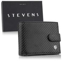 Vyriška odinė piniginė Stevens 325A Carbon, juoda