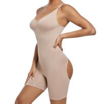 Moteriški stringai Bodysuit Formuojantys drabužiai pilvo kontrolei Viso kūno formavimo juosmens treniruokliai Šlaunims plonesni V kaklo kompresiniai triko viršutiniai drabužiai L juoda