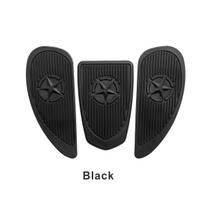 Juodas dujų kuro bako lipduko dangtelio apsauginis šoninio bako kelio kilimėlis Star Grip universalus, skirtas Yamaha Honda Suzuki motociklų kavinei 3PCS