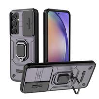 Skirta Samsung Galaxy A56 5G dėklas Atsparus smūgiams Magnetinis žiedo laikiklis Šarvuotas dėklas Galaxy A56 A 56 Stumdomas objektyvo kameros apsauginis dangtelis For Galaxy A56 violetinė